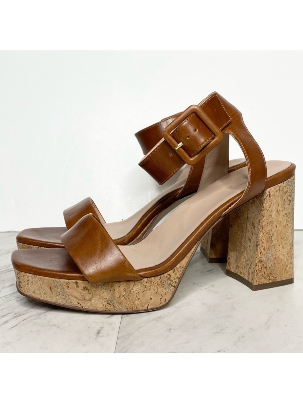 27 Edit Jaselle Brown Leather Heeled Sandal 9 1/2 M